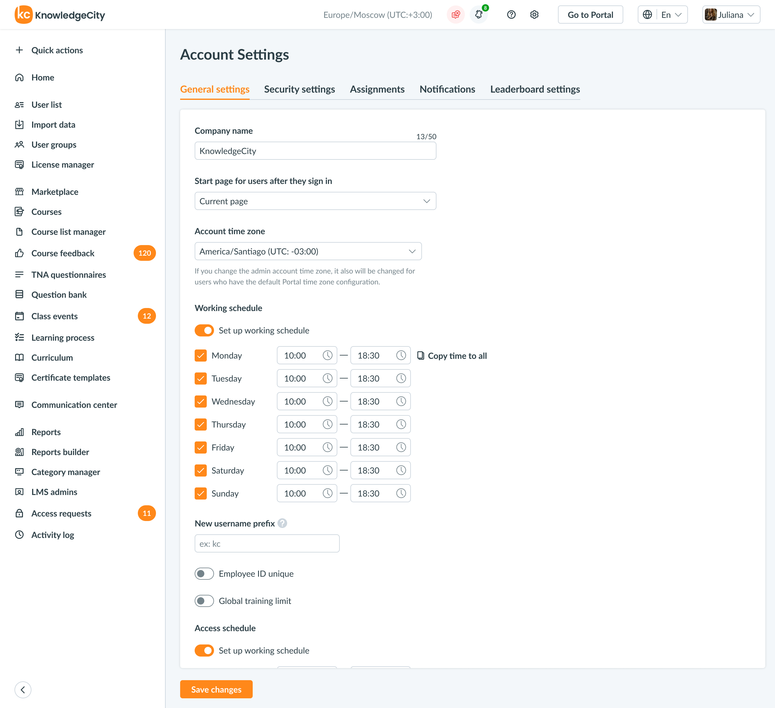 KnowledgeCity LMS Admin Screenshot 2