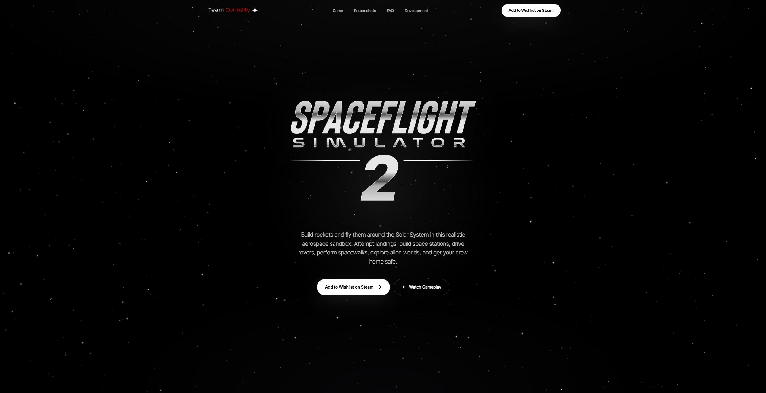 Spaceflight Simulator 2 redesign — atmosphere hero with animated star field