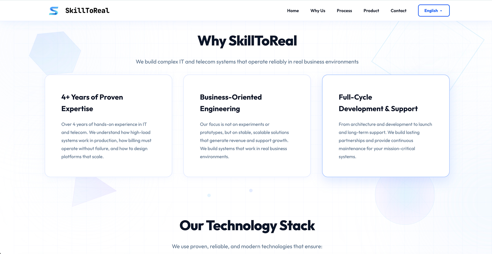 IT and Telecom Corporate Website product and company sections